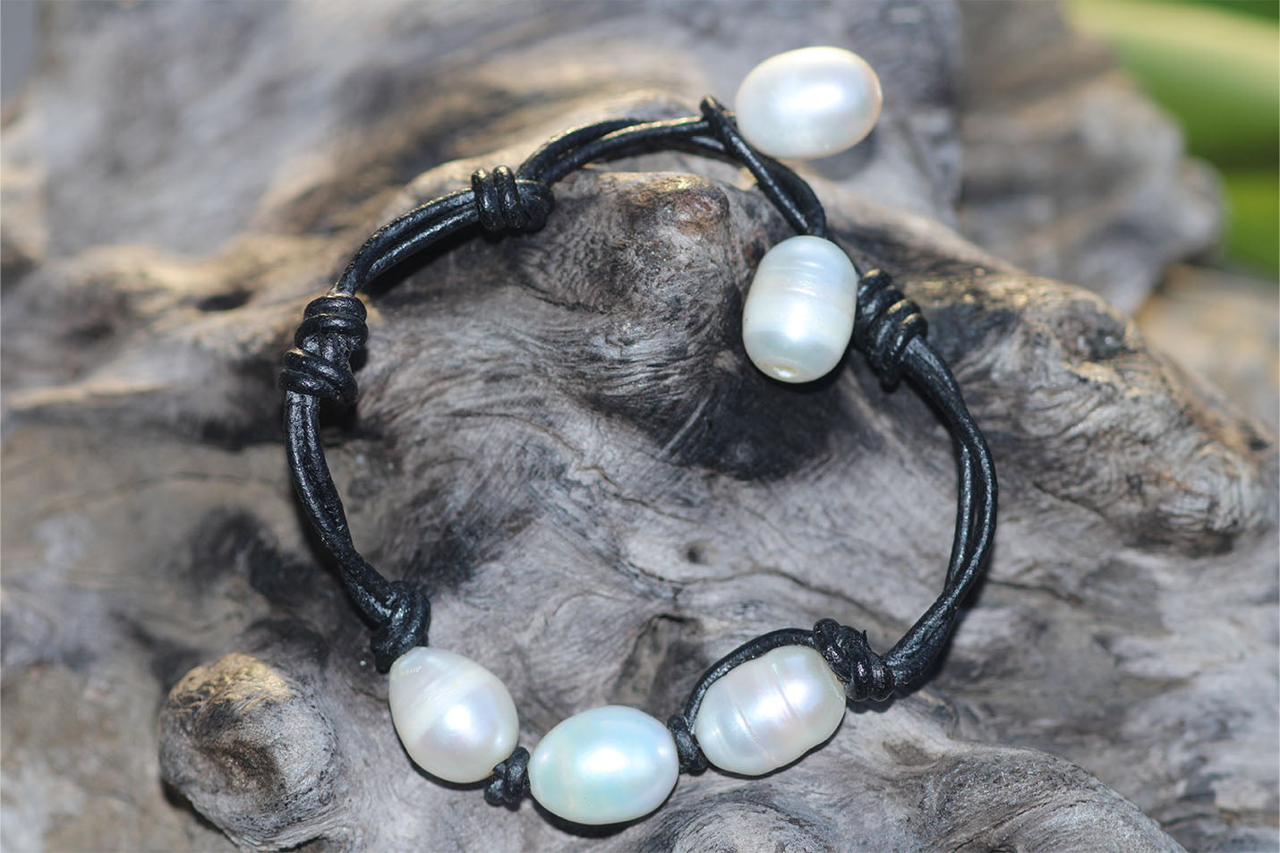 Cory Leather Bracelet (Black) - Black image
