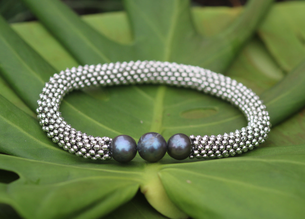 Martina 3-Pearl Bracelet (Slate)