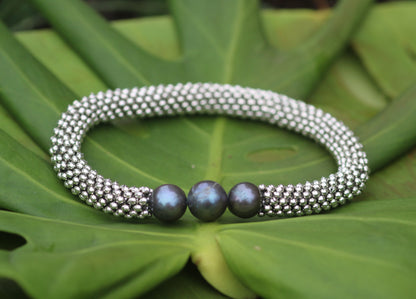 Martina 3-Pearl Bracelet (Slate)