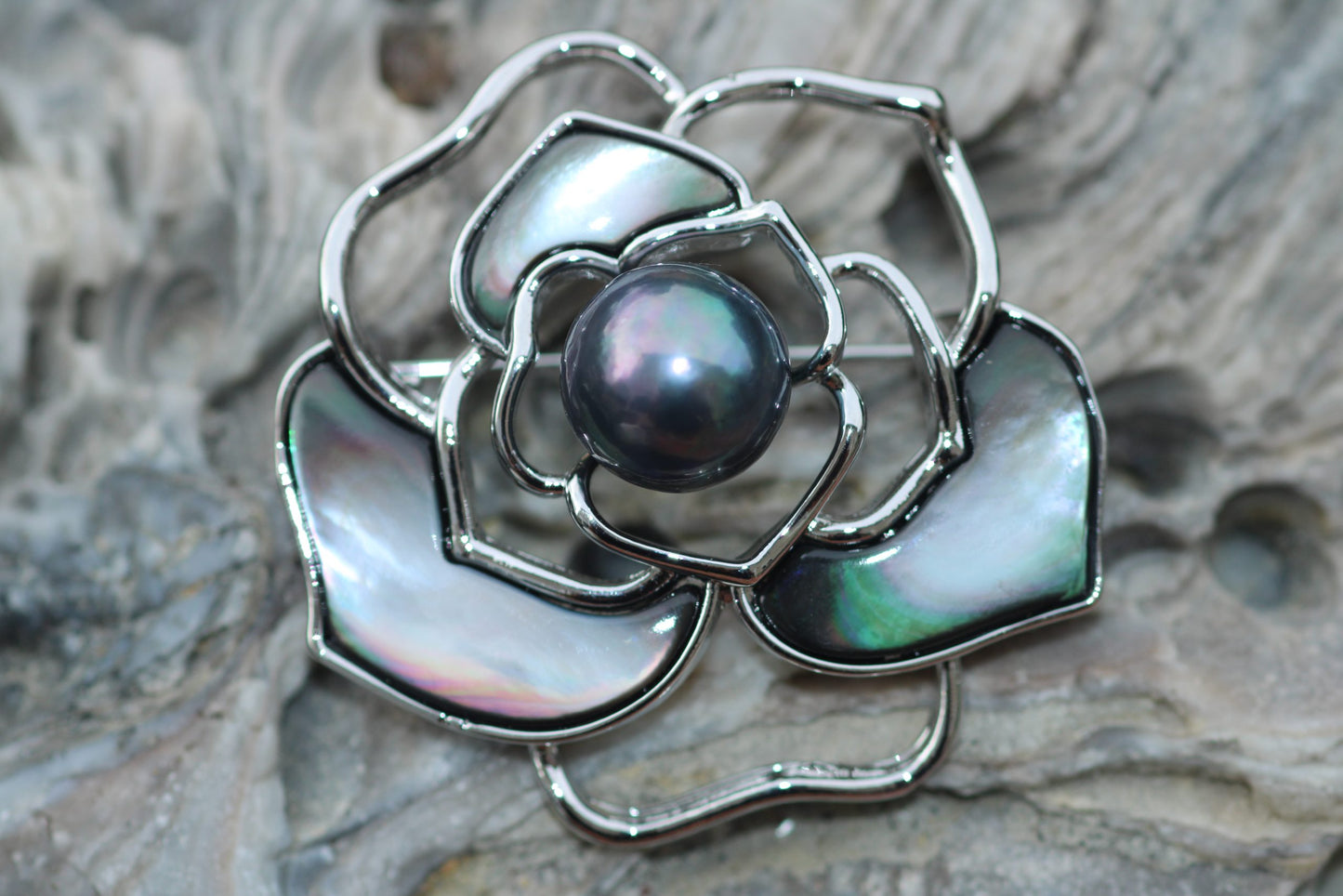 Ava Brooch - Slate Silver Tone image