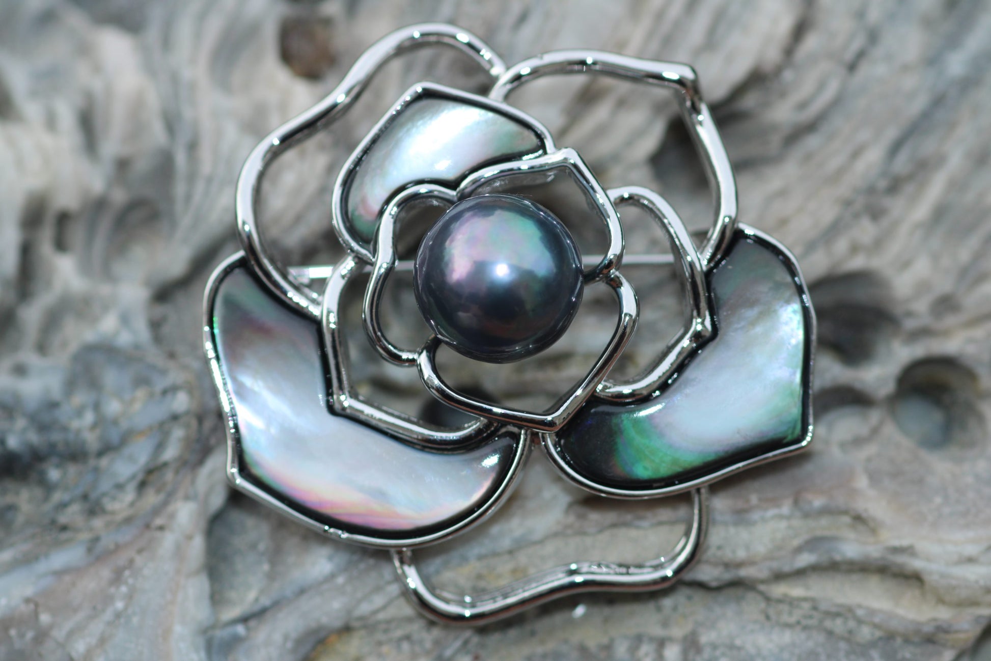 Ava Brooch - Slate Silver Tone image