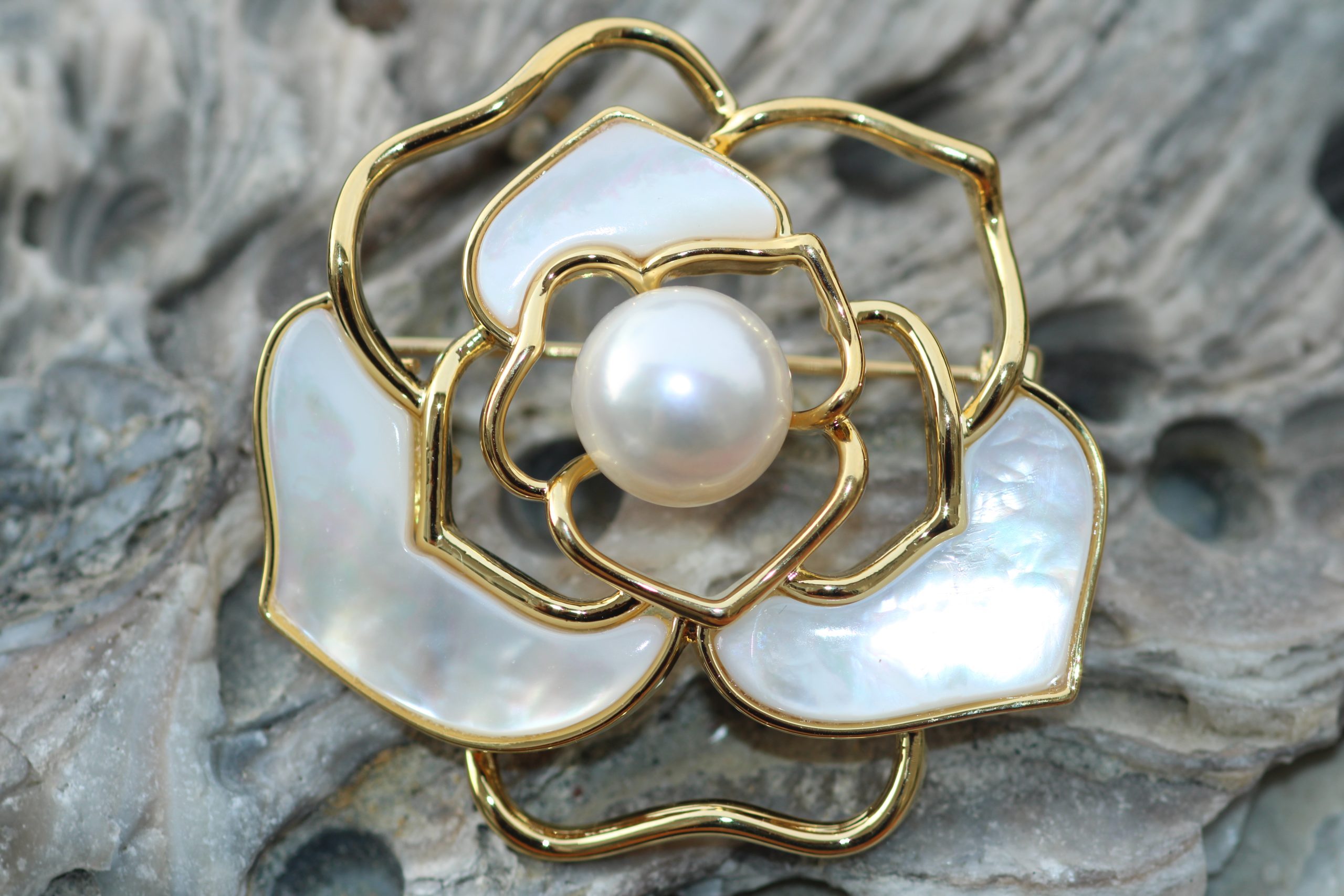 Ava Brooch White Gold tone