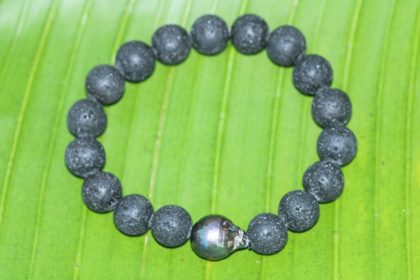 Edward Bracelet (Lava/Blk Baroque pearl)